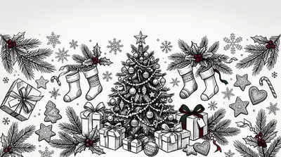 Christmas Holiday Ink Illustration preview