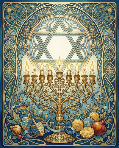 Hanukkah Festival Of Lights Art Nouveau preview
