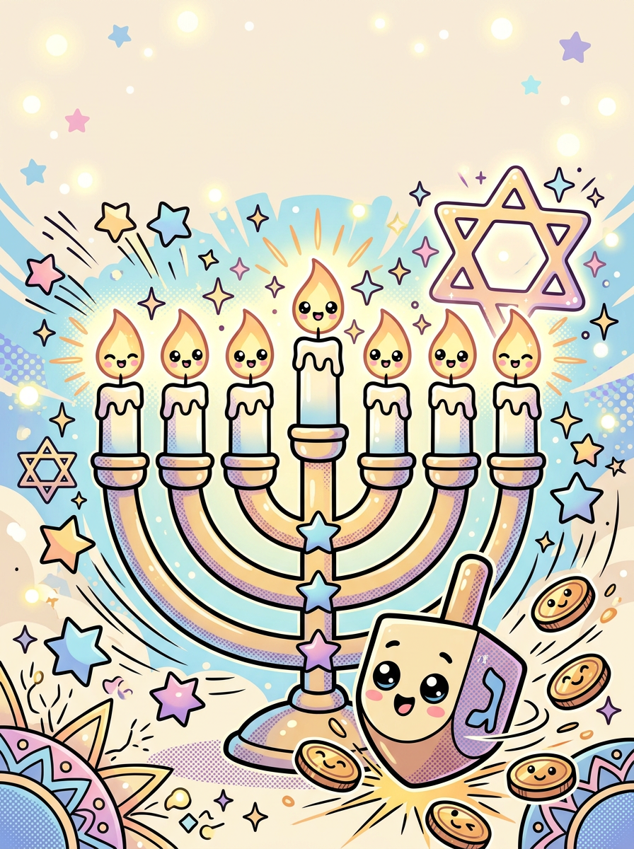 Hanukkah Festival Of Lights Kawaii preview