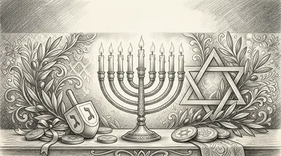Hanukkah Festival Of Lights Pencil Drawing preview