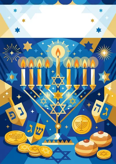 Hanukkah Festival Of Lights Flat Design preview