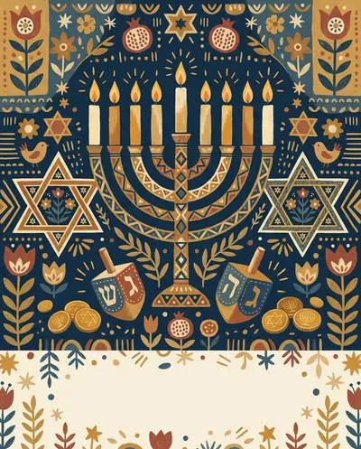 Hanukkah Festival Of Lights Folk Art preview