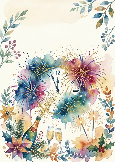 New Year Celebration Watercolor Garden preview