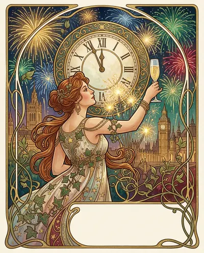 New Year Celebration Art Nouveau preview