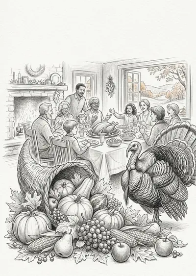 Thanksgiving Gratitude Pencil Drawing preview