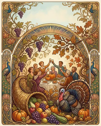 Thanksgiving Gratitude Art Nouveau preview