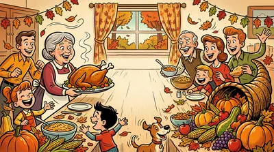 Thanksgiving Gratitude Retro Cartoon preview