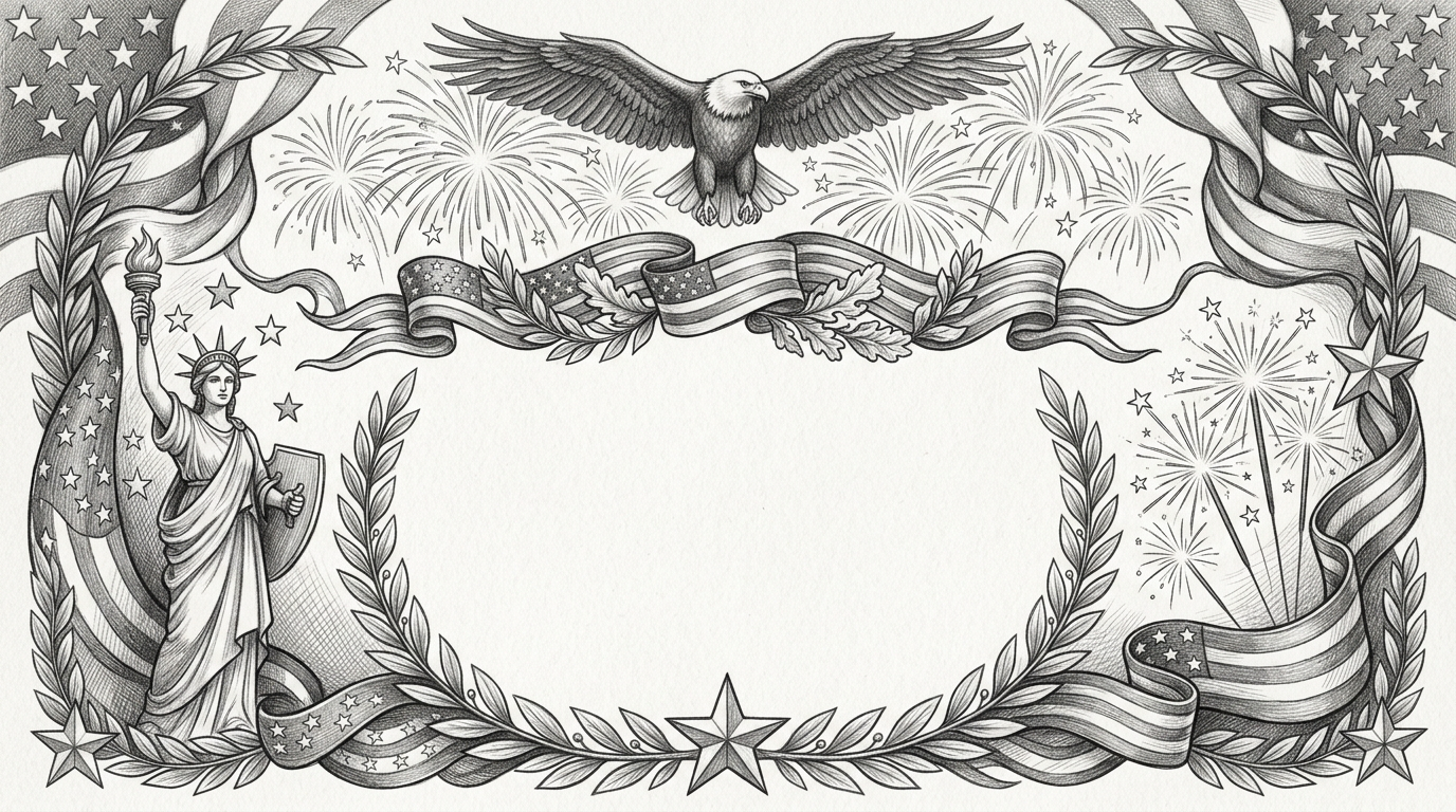 Independence Day Patriotic Pencil Drawing preview