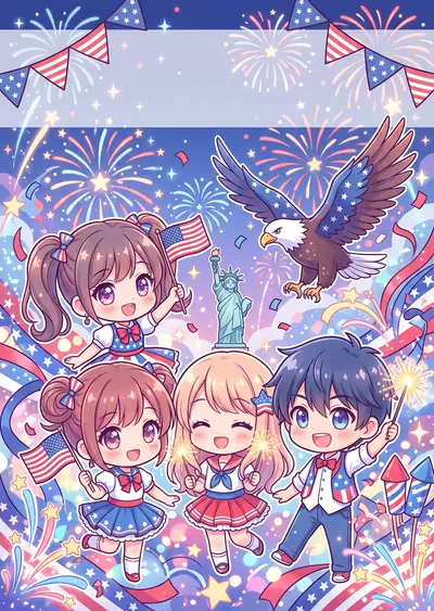 Independence Day Patriotic Chibi preview