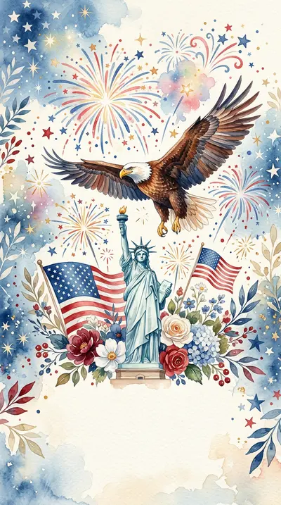 Independence Day Patriotic Watercolor Garden preview