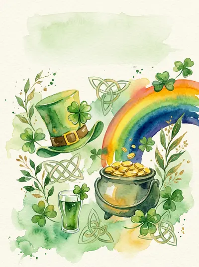 St. Patrick's Day Irish Watercolor Garden preview