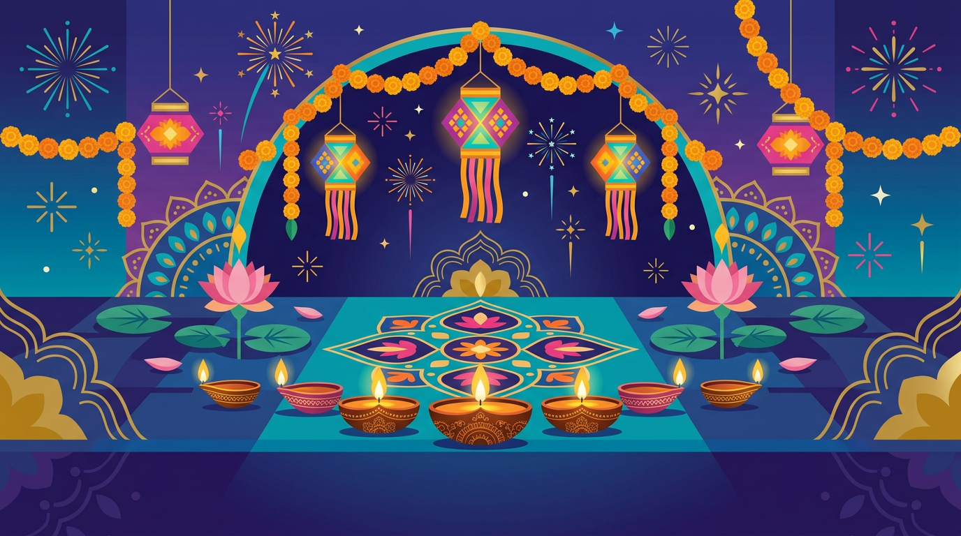 Diwali Festival Of Lights Flat Design preview
