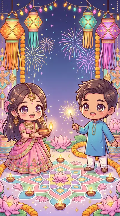 Diwali Festival Of Lights Chibi preview