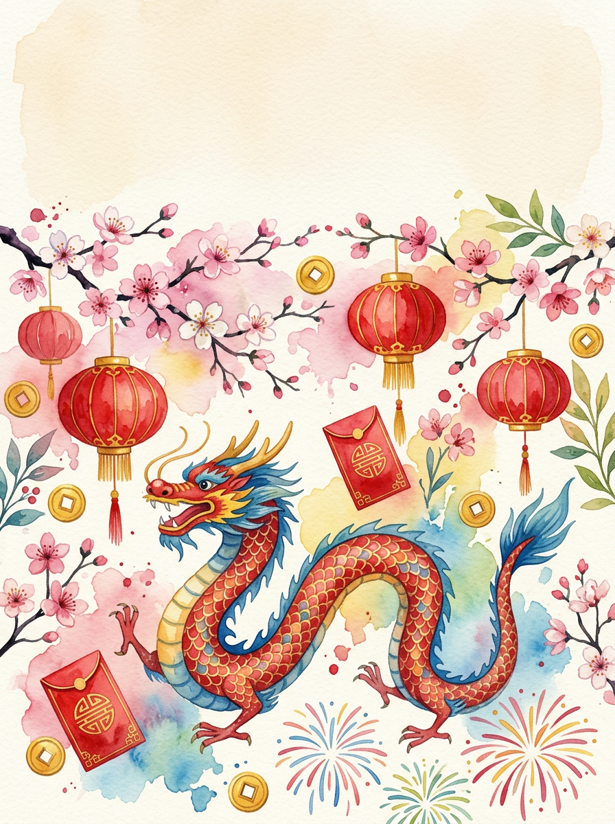 Lunar New Year Watercolor Garden preview