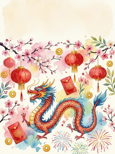 Lunar New Year Watercolor Garden preview