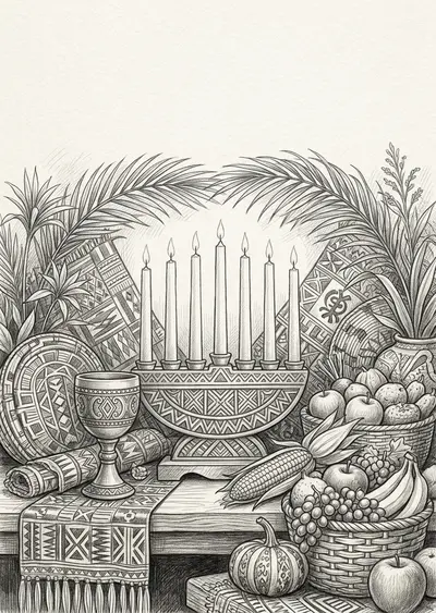 Kwanzaa Celebration Pencil Drawing preview