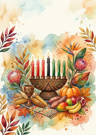 Kwanzaa Celebration Watercolor Garden preview