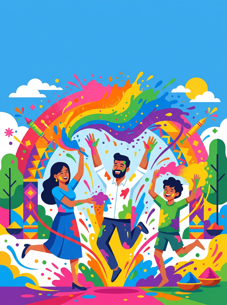 Holi Festival Of Colors Flat Design preview