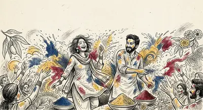 Holi Festival Of Colors Ink Illustration preview