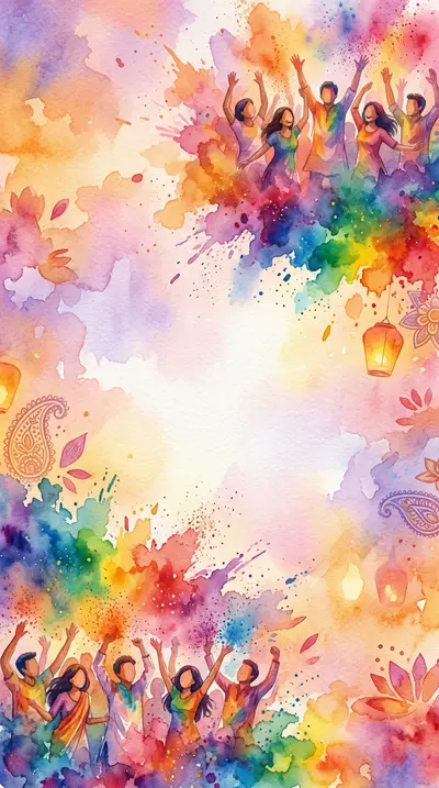 Holi Festival Of Colors Watercolor Sunset preview