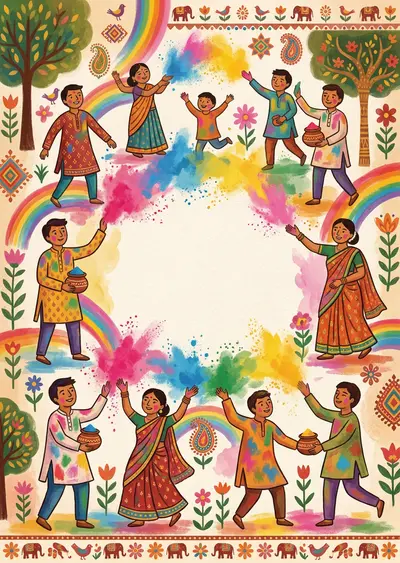 Holi Festival Of Colors Folk Art preview