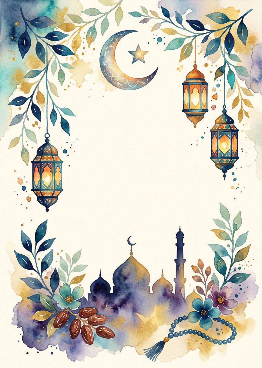 Ramadan Holy Month Watercolor Garden preview