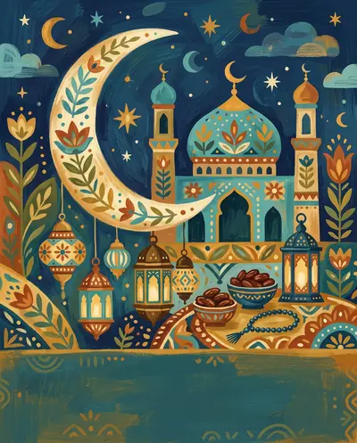 Ramadan Holy Month Folk Art preview