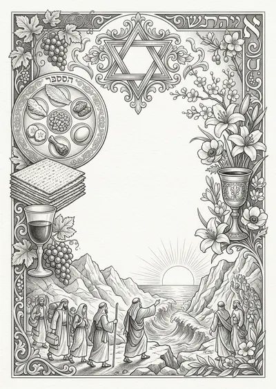 Passover Seder Pencil Drawing preview