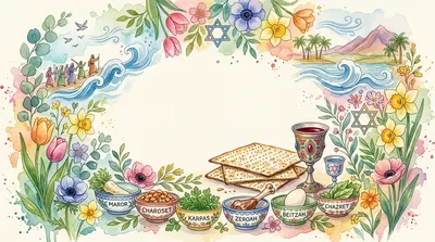 Passover Seder Watercolor Garden preview
