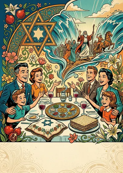 Passover Seder Retro Cartoon preview