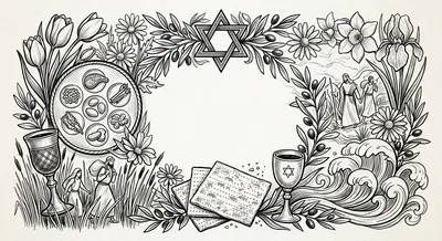 Passover Seder Ink Illustration preview