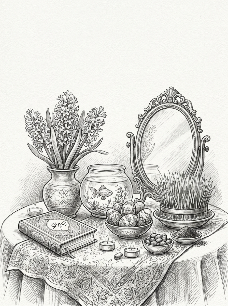 Nowruz Persian New Year Pencil Drawing preview