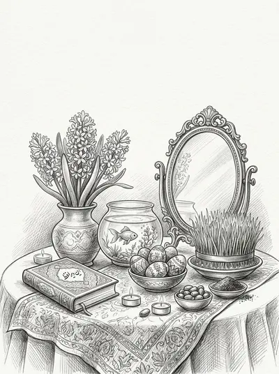 Nowruz Persian New Year Pencil Drawing preview