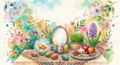 Nowruz Persian New Year Watercolor Garden preview