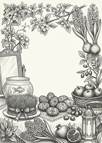 Nowruz Persian New Year Ink Illustration preview