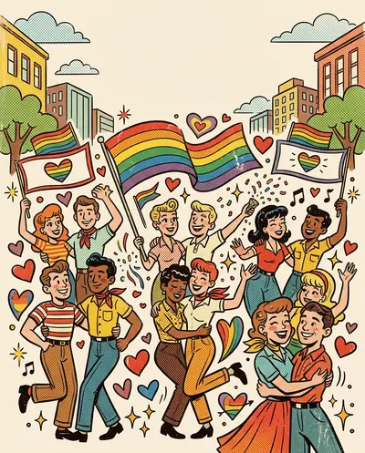 Pride Celebration Retro Cartoon preview