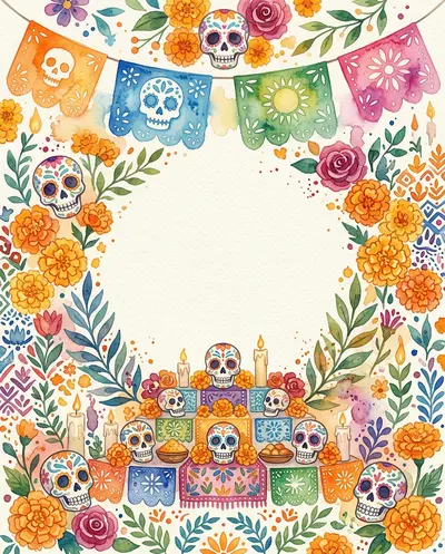 Día De Los Muertos Watercolor Garden preview