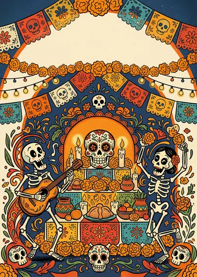 Día De Los Muertos Retro Cartoon preview