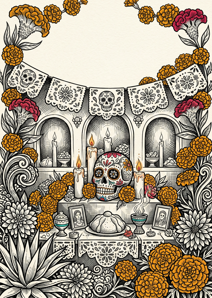 Día De Los Muertos Ink Illustration preview