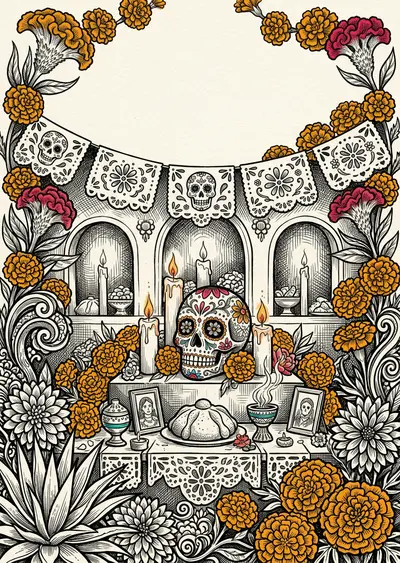 Día De Los Muertos Ink Illustration preview