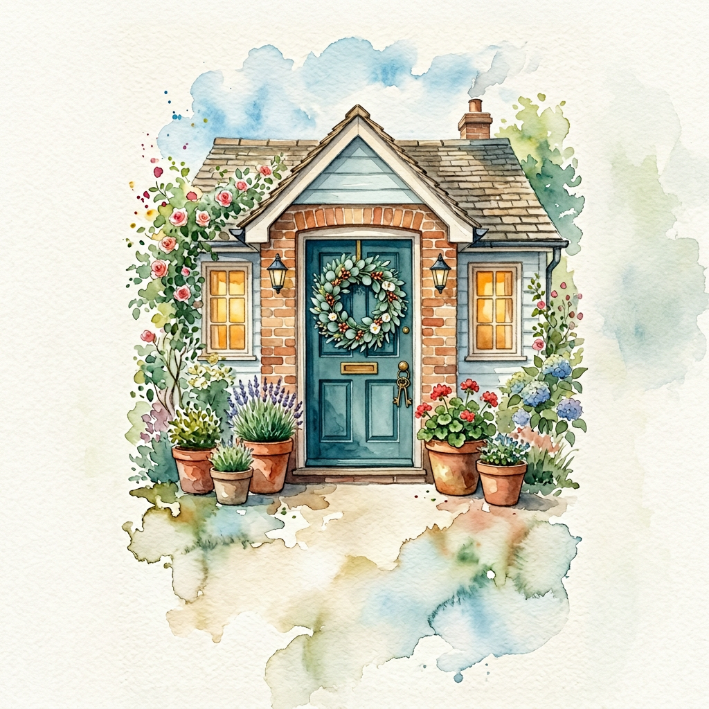 Housewarming Welcome Watercolor Garden preview