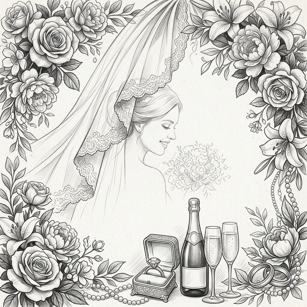 Bridal Shower Pencil Drawing preview