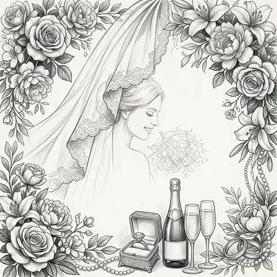 Bridal Shower Pencil Drawing preview