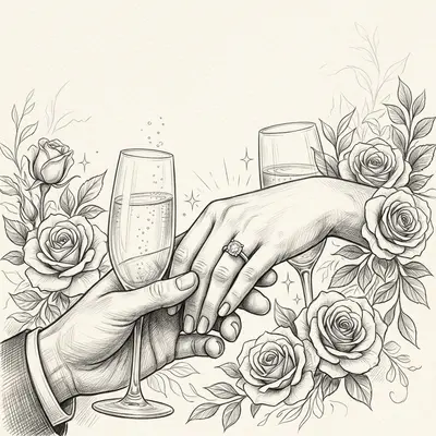 Engagement Celebration Pencil Drawing preview