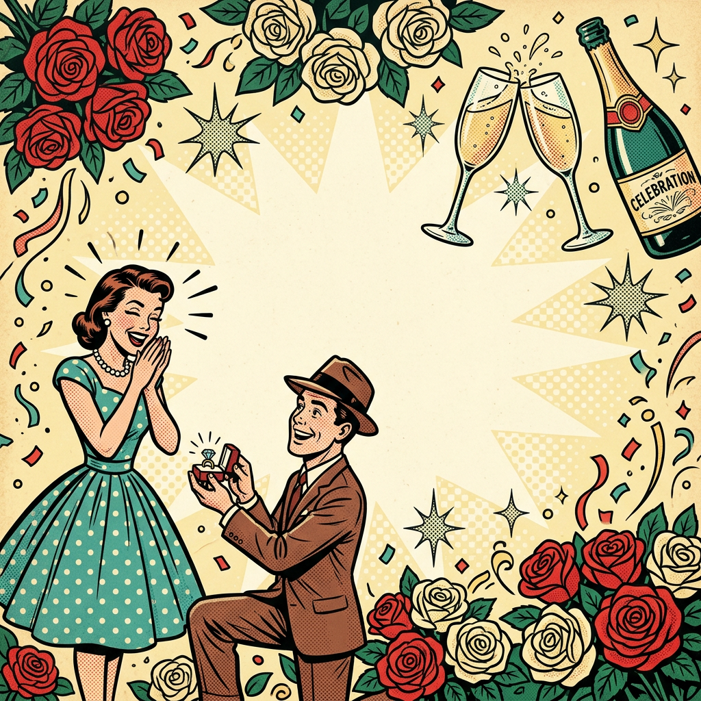 Engagement Celebration Retro Cartoon preview