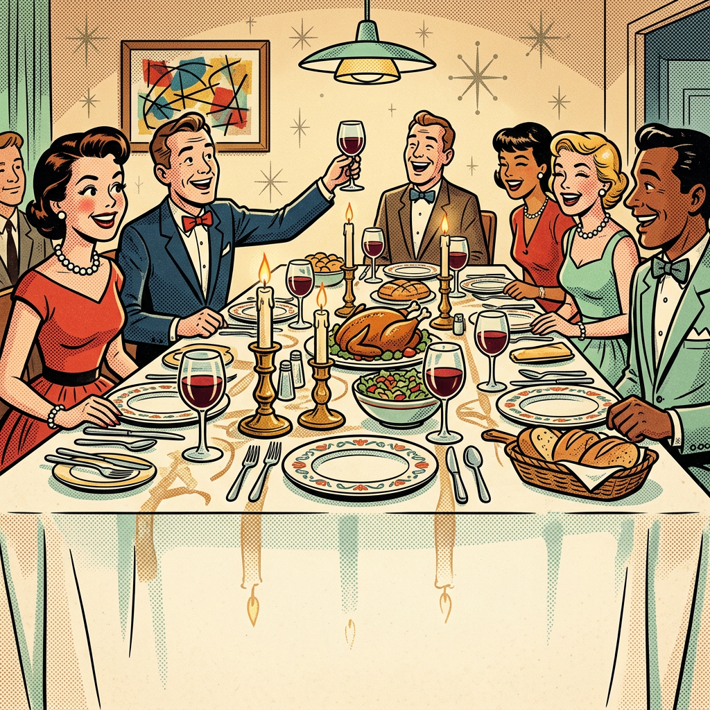 Dinner Party Retro Cartoon preview