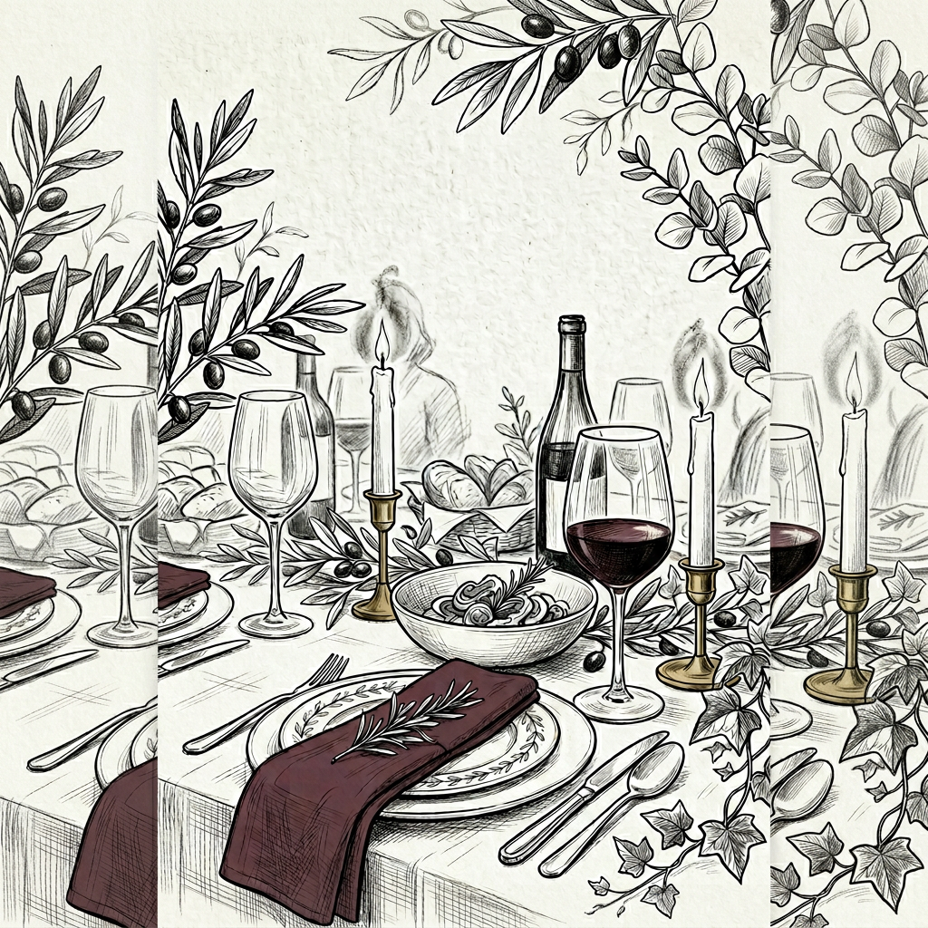 Dinner Party Ink Illustration preview