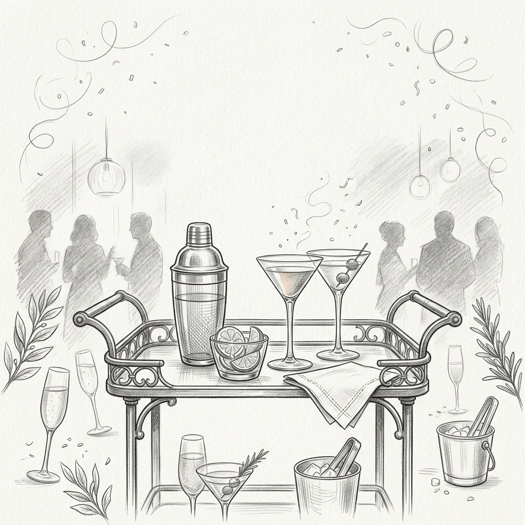 Cocktail Party Pencil Drawing preview