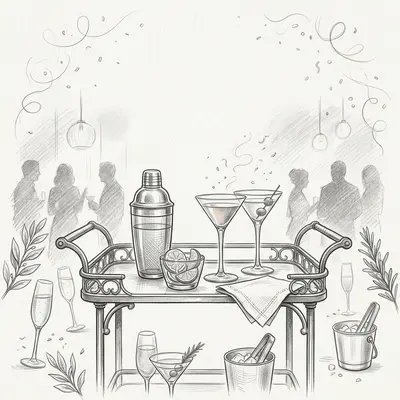 Cocktail Party Pencil Drawing preview
