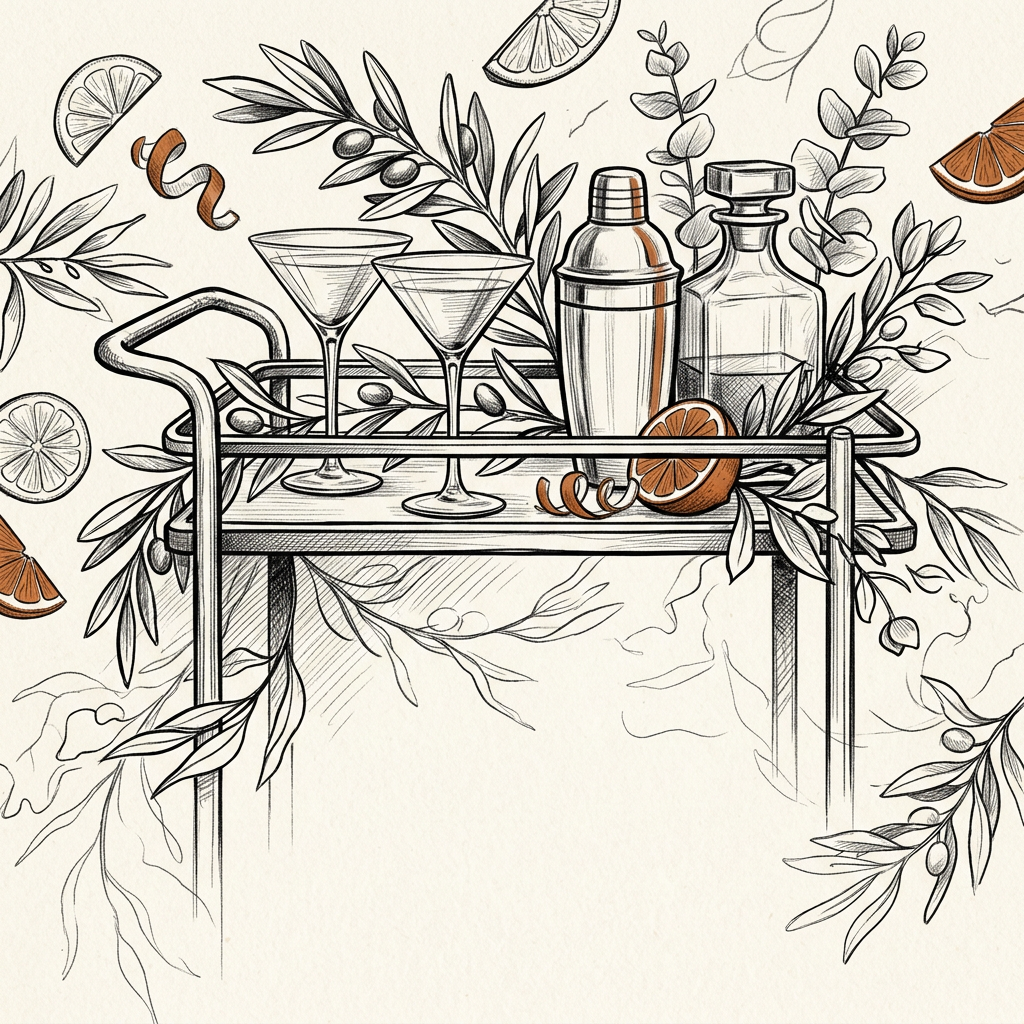 Cocktail Party Ink Illustration preview